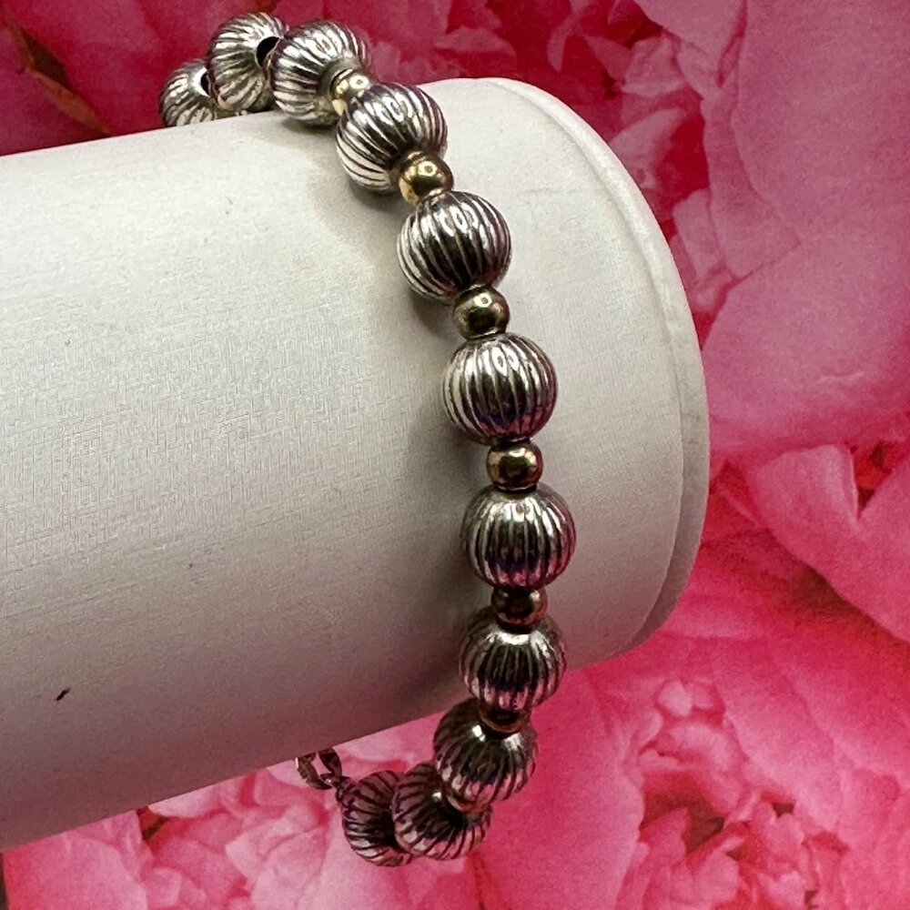 Sterling Silver Fluted Bead Bracelet - Picture 3 of 15